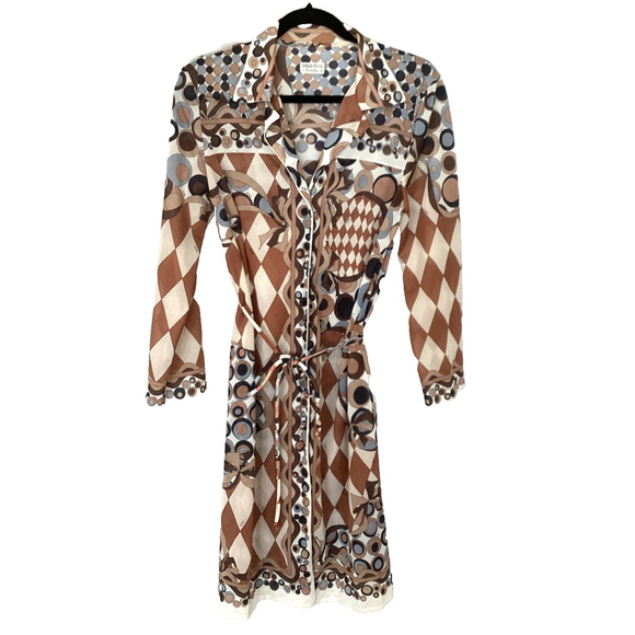 Emilio Pucci Other - Emilio Pucci 1960s Harlequin & Circle Pattern Bed Jacket Robe Duster Size S/M